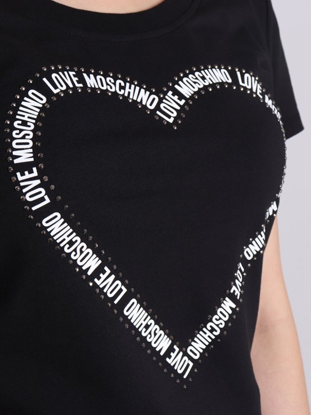 NWT - Love Moschino Rhinestone Heart T-shirt - Black🖤 - Picture 4 of 5